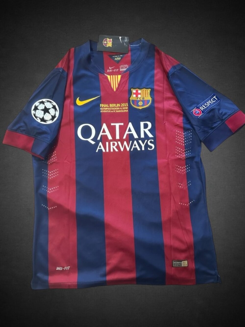 2014/15 FC Barcelona champions league final kit. Neymar Jr soccer jersey. NWT